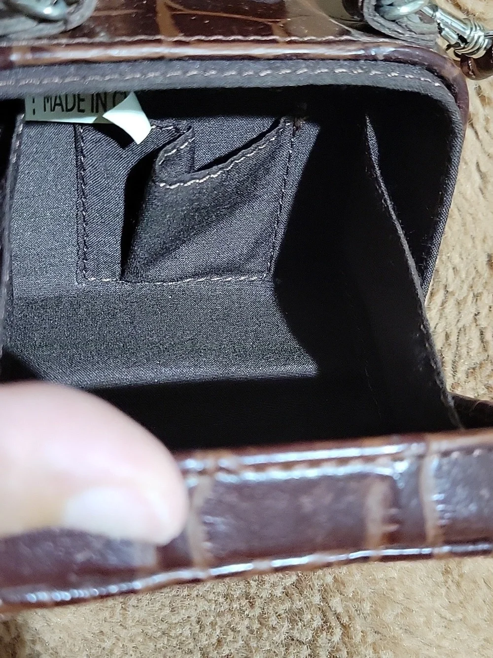 Mini Brown & Blue Heart Accent Crossbody Bag - Picture 8 of 10